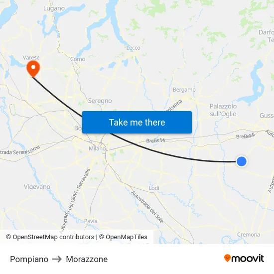 Pompiano to Morazzone map