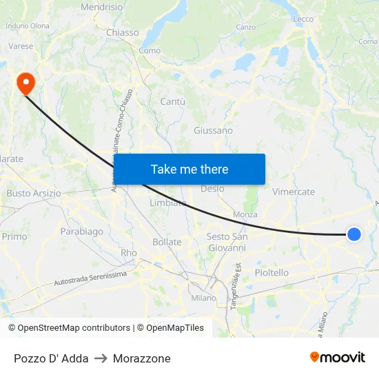 Pozzo D' Adda to Morazzone map