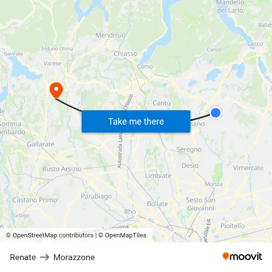 Renate to Morazzone map