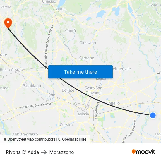 Rivolta d'Adda to Morazzone map