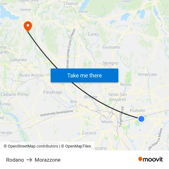 Rodano to Morazzone map