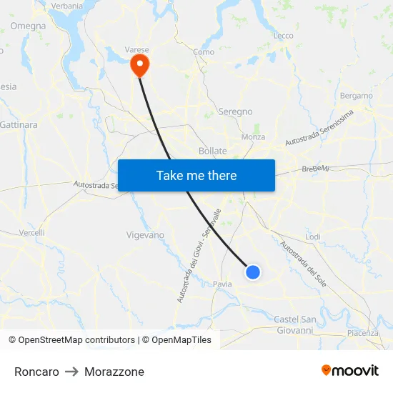 Roncaro to Morazzone map