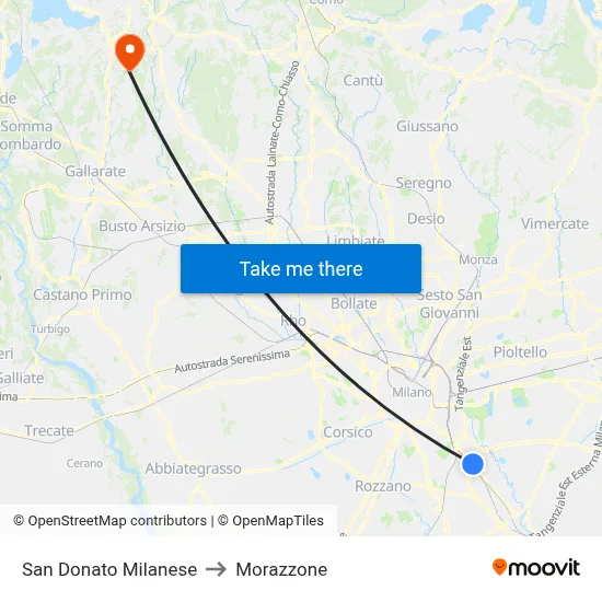 San Donato Milanese to Morazzone map