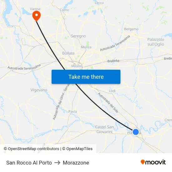 San Rocco Al Porto to Morazzone map