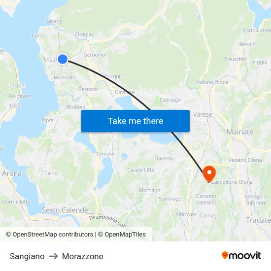 Sangiano to Morazzone map