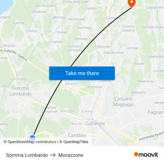 Somma Lombardo to Morazzone map