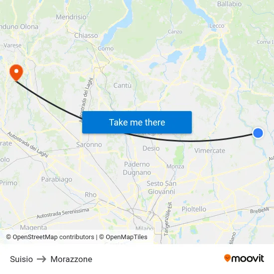 Suisio to Morazzone map