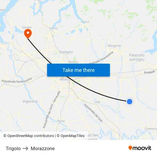 Trigolo to Morazzone map