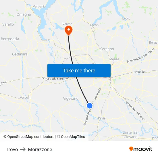 Trovo to Morazzone map