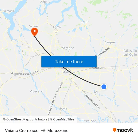 Vaiano Cremasco to Morazzone map