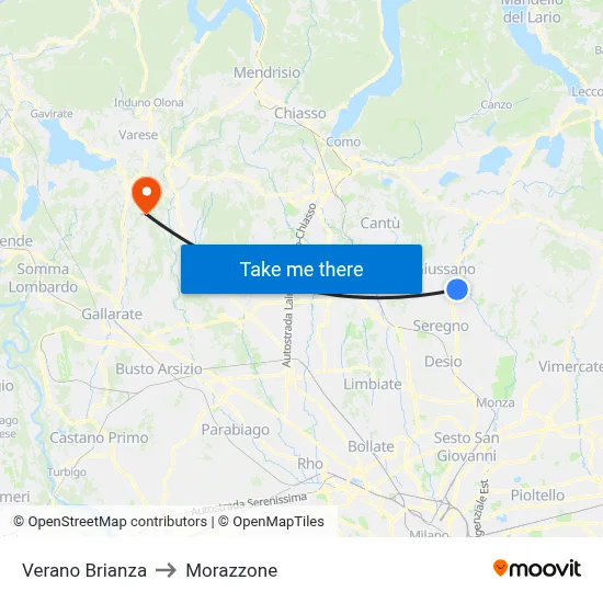 Verano Brianza to Morazzone map