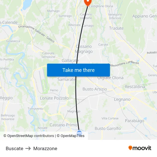 Buscate to Morazzone map