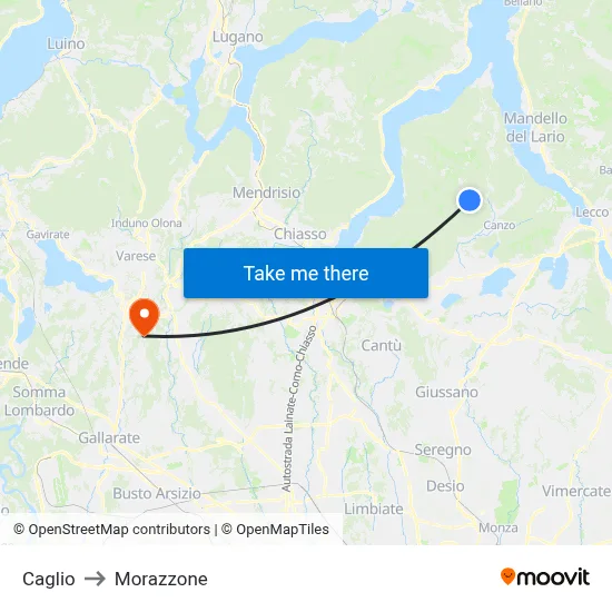 Caglio to Morazzone map