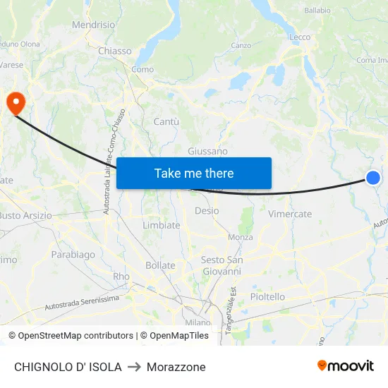 Chignolo D' Isola to Morazzone map