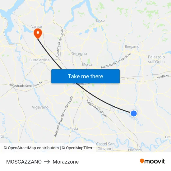 Moscazzano to Morazzone map