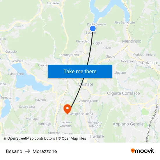 Besano to Morazzone map