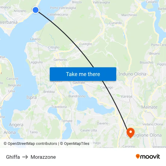 Ghiffa to Morazzone map