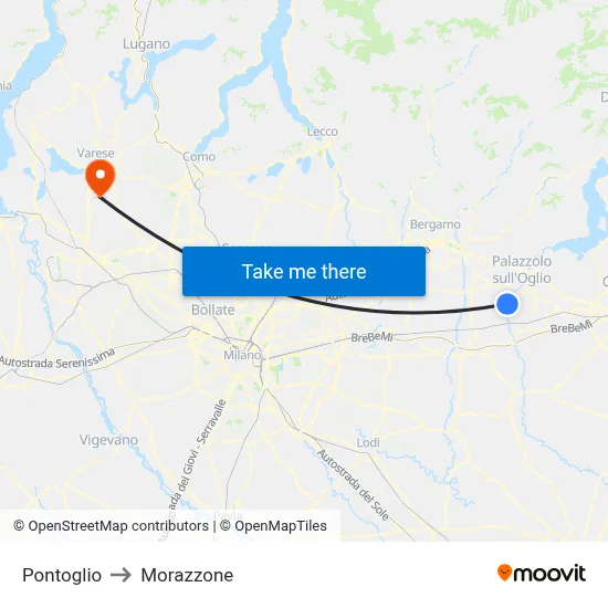Pontoglio to Morazzone map