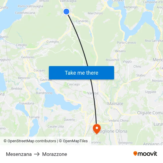Mesenzana to Morazzone map