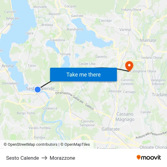 Sesto Calende to Morazzone map