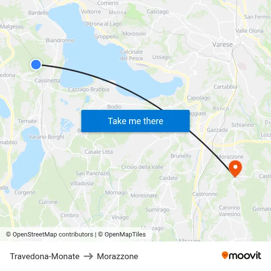 Travedona-Monate to Morazzone map