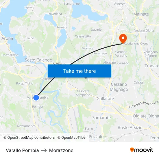 Varallo Pombia to Morazzone map