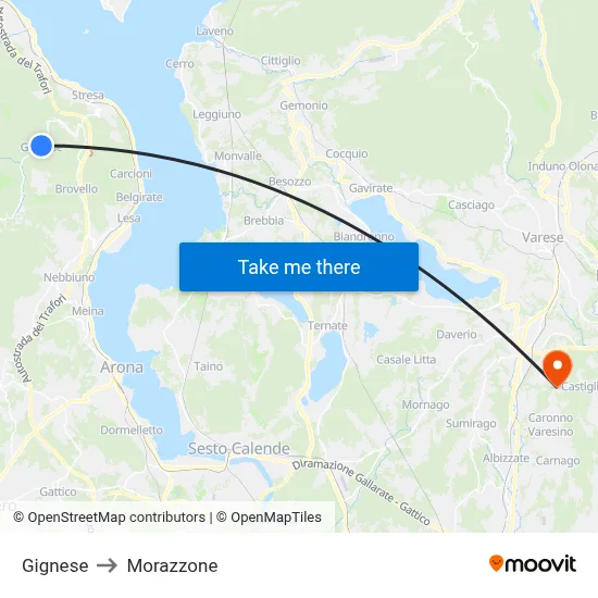 Gignese to Morazzone map