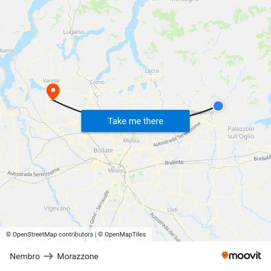 Nembro to Morazzone map