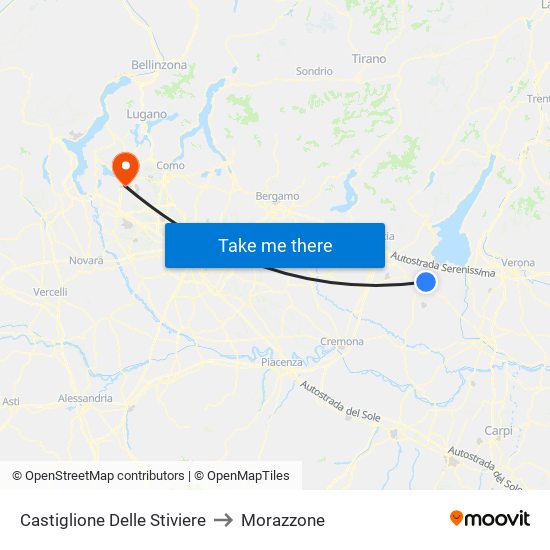 Castiglione Delle Stiviere to Morazzone map