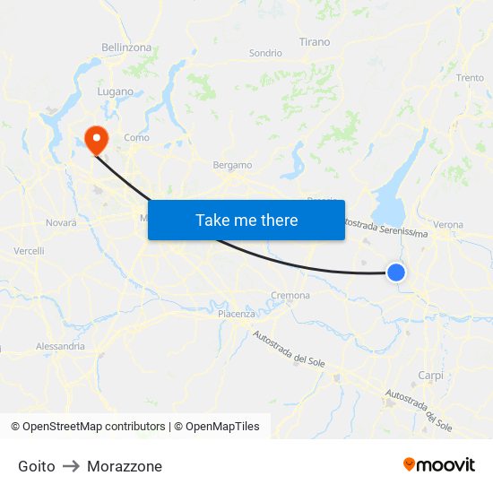 Goito to Morazzone map