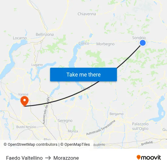 Faedo Valtellino to Morazzone map