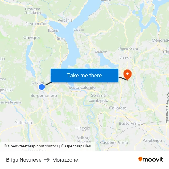 Briga Novarese to Morazzone map