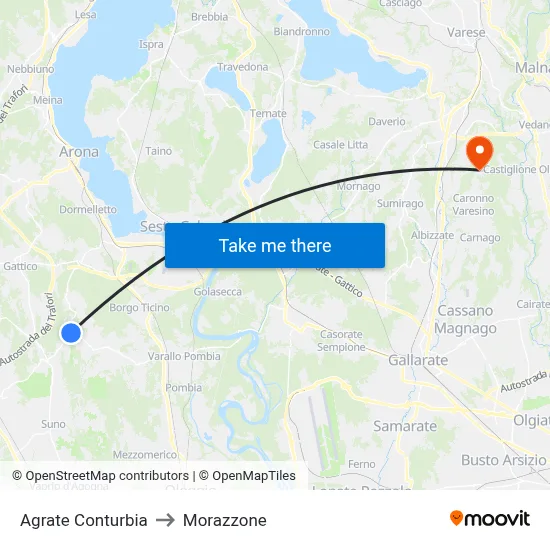 Agrate Conturbia to Morazzone map