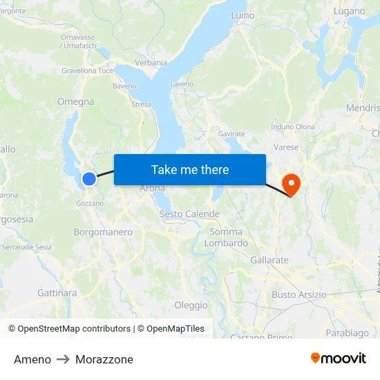 Ameno to Morazzone map
