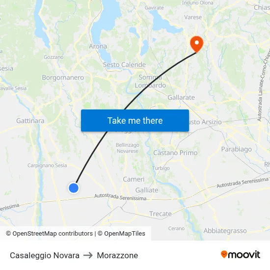 Casaleggio Novara to Morazzone map