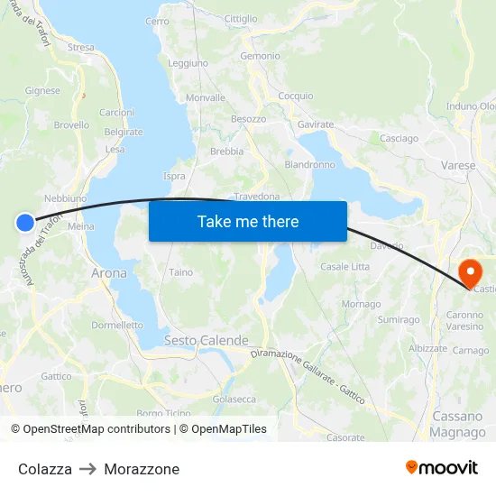 Colazza to Morazzone map