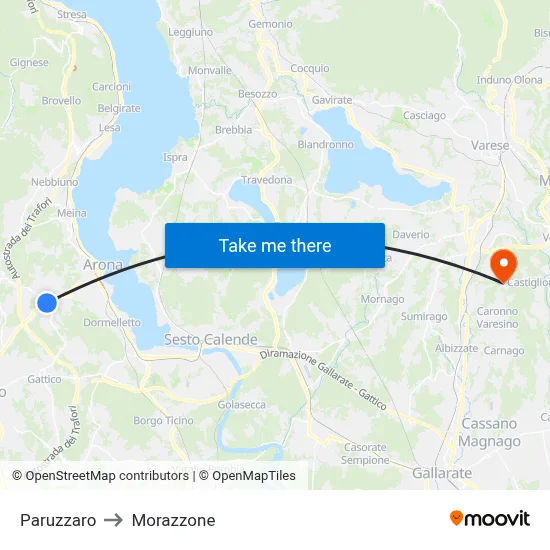 Paruzzaro to Morazzone map