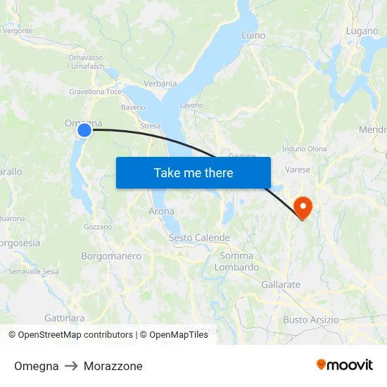 Omegna to Morazzone map