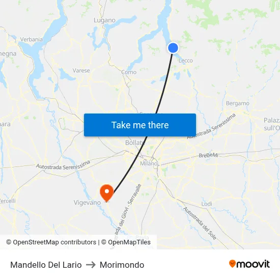 Mandello Del Lario to Morimondo map