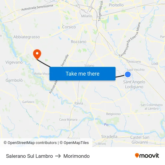 Salerano Sul Lambro to Morimondo map