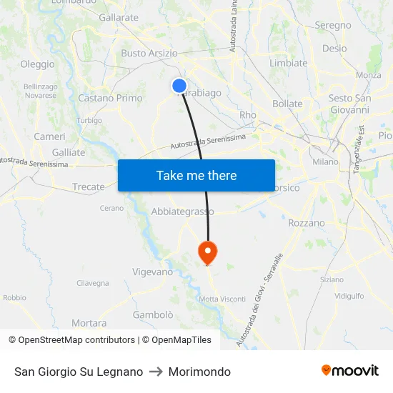 San Giorgio Su Legnano to Morimondo map