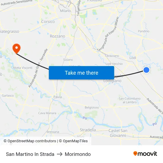 San Martino In Strada to Morimondo map