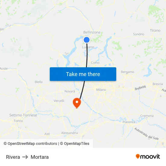 Rivera to Mortara map