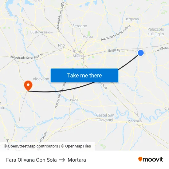 Fara Olivana Con Sola to Mortara map