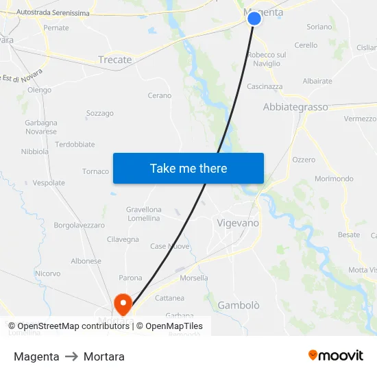 Magenta to Mortara map
