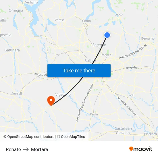 Renate to Mortara map