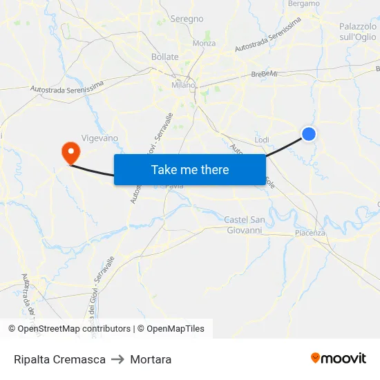 Ripalta Cremasca to Mortara map