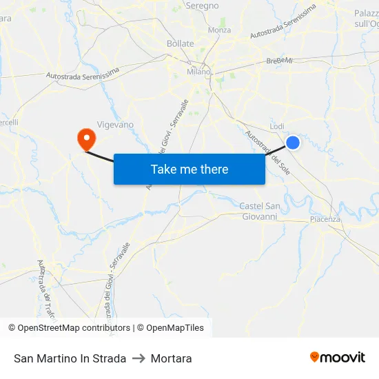 San Martino In Strada to Mortara map