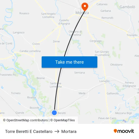 Torre Beretti e Castellaro to Mortara map