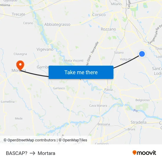 Bascap to Mortara map